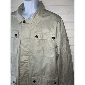 American Outdoorsman Huntsman Rain Jacket Sz MEDIUM Coated Cotton Khaki Zip VGUC